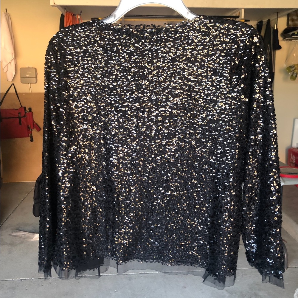 J crew sz small black beaded top - Picture 3 of 3